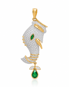 Gold Elephant 925 Sterling Silver Gold Plated <b>Pendant</b> Necklace Marquise Green Stone Micro Diamond Jewelry Gift for Women - Product Image 1