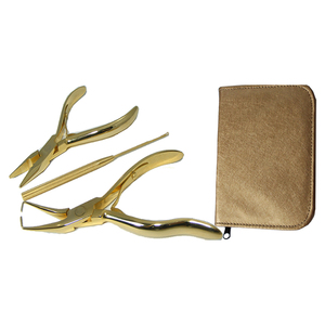 Ensemble d'outils de pose d'extensions de cheveux de haute qualité, couleur or titane, finition miroir, 3 pièces, kit d'extensions de cheveux pour la beauté - Product Image 4