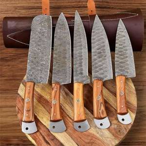 Juego de Cuchillos de Cocina Profesionales de Acero de Damasco Hechos a Mano, con Estuche de Cuero, Venta al Por Mayor - Product Image 1