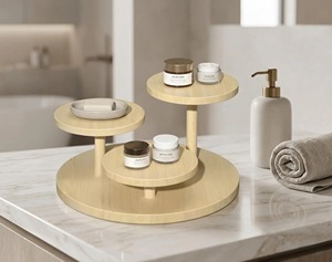 3 Tier Round <b>Wooden</b> Display Organizer For Perfumes Cakes Shop Display Party Decoration And Tabletop Serving Stand From India - Product Image 3