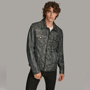 Blouson de travail personnalisé pour homme, style motard, en cuir, avec fermeture éclair, vente en gros, blouson rétro en cuir pour homme - Product Image 1