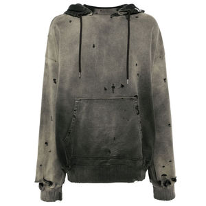 Sweat à capuche délavé pour homme, style rétro vieilli, 100 % coton, motif à carreaux, impression de logo personnalisée - Product Image 2