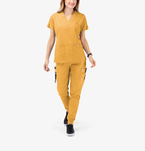 2024 Hot Sale CE Certified White Spandex Knitted <b>Scrub</b> <b>Sets</b> Customize Medical Woman <b>Scrubs</b> Polyester Hospital Uniform ODM - Product Image 1
