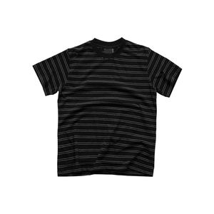 Camiseta de Algodón con Rayas, Corte Holgado, Cuello Redondo, Manga Corta, Dobladillo Asimétrico, Estilo Casual Urbano - Product Image 2