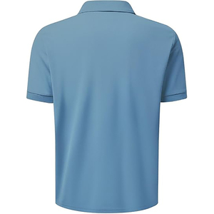 Polo de Manga Corta para Hombre, Color Sólido, Tela Oxford, Diseño con Bolsillo, Estilo Casual, Azul Claro, Corte Regular, Material Tejido - Product Image 2