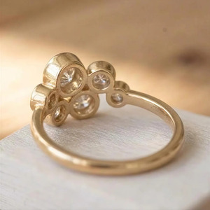 Round Brilliant Lab Grown Diamond Engagement Ring 10K 14K 18K Solid Gold Five Stone Design Ring IGI Certified DEF VS VVS Clarity - Product Image 5