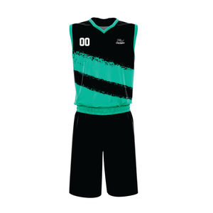 Conjunto de Uniforme de Baloncesto Personalizado Negro y Verde, Sin Mangas, Cuello en V, Poliéster Transpirable, Ropa Deportiva Unisex, Cintura Elástica - Product Image 3