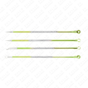 ชุดเครื่องมือสกัดสิวเสี้ยนและสิวหัวดำ สแตนเลสเกรดพรีเมียม – 4 ชิ้น OEM แบรนด์ส่วนตัว 4 ชิ้น - Product Image 3