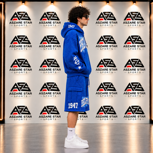 เสื้อฮู้ดดี้โอเวอร์ไซส์ปักลายปักคริสตัลแบบกำหนดเองขายดี พร้อมกางเกงขาสั้นพิมพ์ลาย - Product Image 2