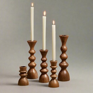 Portavelas de Madera de Mango Hechos a Mano al por Mayor |   Juego de Madera Natural - Product Image 1