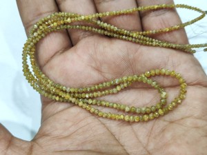 Perles facettées en diamant jaune naturel de haute qualité pour la fabrication de bijoux, longueur du brin 1 pouce, taille 1,5 mm à 3 mm - Product Image 2