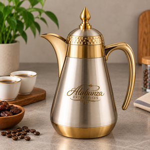 Alabanza Copper Turkish Coffee <b>Pot</b> Cezve Modern Engraved Shape Handle Spoon <b>Set</b> Reusable Eco-Friendly Thermal Insulation 0-6 - Product Image 1