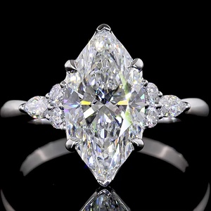 Bague de fiançailles vintage en or blanc massif avec diamant taille marquise de 2,5 carats, certifiée IGI, bague de promesse unique, bague de mariage pour anniversaire - Product Image 3