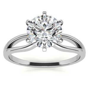 Custom Moissanite <b>Ring</b> 925 Sterling <b>Silver</b> Round Brilliant Cut Split Shank Engagement <b>Ring</b> 6 Prong <b>Solitaire</b> Moissanite <b>Ring</b> - Product Image 1