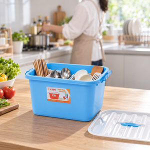 12L Multipurpose <b>Plastic</b> <b>Storage</b> Container Lid Side Handles Kitchen Utensils Snack Organizer <b>Bin</b> Home Apartment Crate - Product Image 1