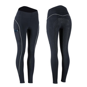 Pantalones de equitación de invierno para mujer, de punto, de elastano/nailon, con estampado de purpurina, ligeros, de cintura alta, con asiento completo y cintura elástica - Product Image 1