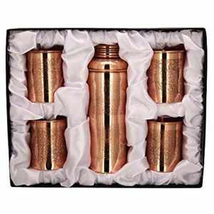 Botella de Cobre de Alta Calidad, Botella de Cobre Martillada con Diseño de Colmena, Martillada con Diseño de Diamante, Estándar Ayurvédico - Product Image 1