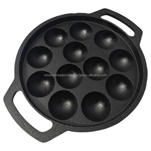 Traditional Classic <b>Cast</b> Iron Non Stick Appam Pan Appem Maker 12 Pit Pre Seasoned Heavy Duty for Indian Snacks Making - Product Image 5