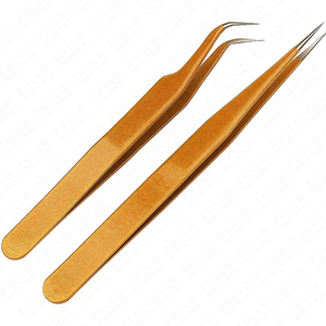 Rose Gold Curved Eyelash Extension Tweezers Set Strong Stainless Steel Straight & Pointed Tips Professional Lash <b>Tool</b> - Product Image 3