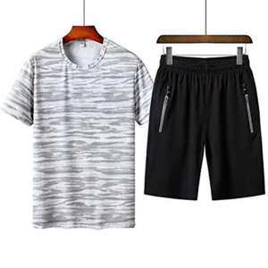 Shorts de sport personnalisés pour hommes, ensemble cargo grande taille en tissu peigné respirant à séchage rapide, motif uni, logo personnalisé - Product Image 3