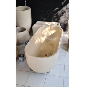 Bañera de Diseño Moderno con Superficie Sólida, Bañera de Piedra Artificial Color Gris Cemento para Apartamento, Hotel, Precio de Fábrica 2026 - Product Image 1