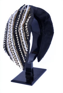 Nouveau serre-tête confortable bordeaux orné de perles de cristal pour femmes et filles, bandeau large fait main avec broderie de strass - Product Image 4