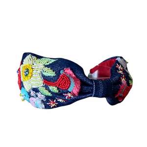 Hot Sale Embroidery <b>Beaded</b> Knotted <b>Headband</b> Multi Color Seed Bead Fabric Hair Band Handcrafted Women Fashion Party Headwear - Product Image 3