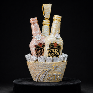Colgante de Lujo con Forma de Botella de Champán con Incrustaciones de Diamantes en Plata de Ley 925 con Diamantes E-F VVS VS CVD, Joyería Hip Hop para Hombre - Product Image 1
