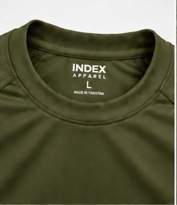 T-shirt décontracté pour homme, vert olive, à manches courtes, séchage rapide, col rond, coupe classique, avec logo imprimé sur le devant - Product Image 5