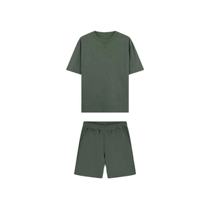 Men Regular Fit T-Shirt & Short <b>Set</b> New Design Solid Color Short Sleeve Cotton Fabric Two Piece <b>Twin</b> <b>Set</b> with Pockets For Sale - Product Image 4