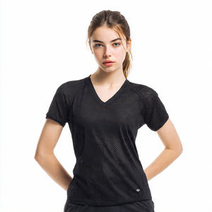 2026 Venta al por mayor: Tops de malla ligera para mujer con cuello en V y manga corta, de secado rápido, para natación - Product Image 3