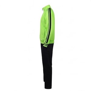 Ensembles de survêtements vert néon pour hommes : vestes zippées à col montant et pantalons de jogging noirs – Sportifs, tricotés en polyester respirant pour l'automne - Product Image 5