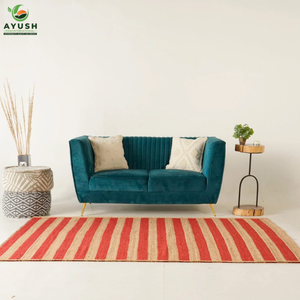 พรมลายเรียบง่าย ทำจากเส้นใยปอกระเจาธรรมชาติ 100% พรมสั่งทำพิเศษจากอินเดีย สำหรับห้องนอนและห้องรับแขก - Product Image 2