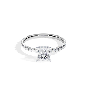 Anillo de compromiso de diamantes con corte princesa para mujer, engaste de púas, oro de 10k - Product Image 4
