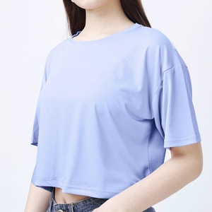 T-shirts amples à manches courtes et épaules tombantes pour femmes, 100 % coton, avec logo personnalisé et motif graphique, coupe courte et carrée, vente en gros - Product Image 3