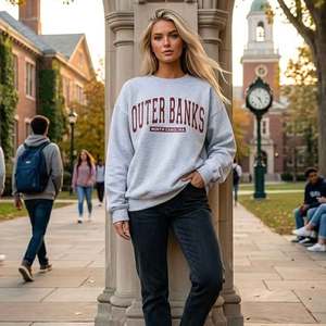 Women Hooded Terry Sweatshirt Oversized Pullover Front Logo Polyester/Cotton Blend Long Sleeve Woman Sweatshirt - Product Image 1