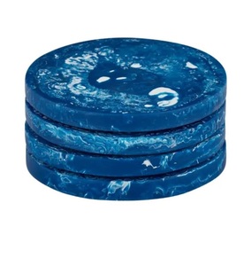 Posavasos Redondos de Piedra Azul, Diseño Moderno, Juego de Alfombrillas y Protectores Antideslizantes - Product Image 1