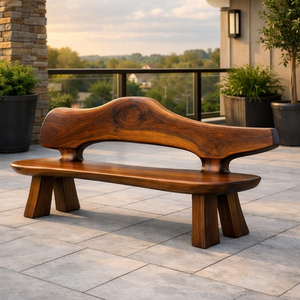 Banc d'extérieur Luxali C008 en noyer massif, fabriqué à la main, design moderne, écologique et durable – Prix direct usine - Product Image 3