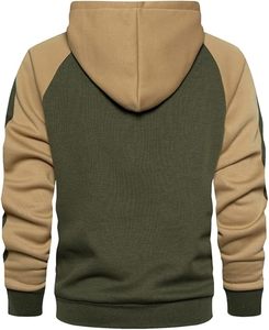 Sudadera con Capucha para Hombre, Diseño Color Block, Cierre de Cremallera, Manga Raglán, Corte Regular, Informal, de Felpa Francesa, para Otoño - Product Image 3