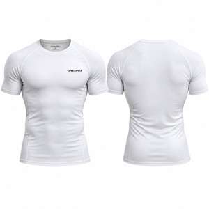 <b>Men</b> <b>Compression</b> T <b>Shirt</b> White Short Sleeve Athletic Gym Training Sportswear Custom Logo Fitness Running Workout <b>Shirt</b> - Product Image 4
