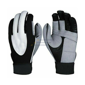 Gants de frappe de baseball professionnels avec logo personnalisé, paume en cuir synthétique noir pour adulte, séchage rapide, durables, respirants, fermeture auto-agrippante - Product Image 5