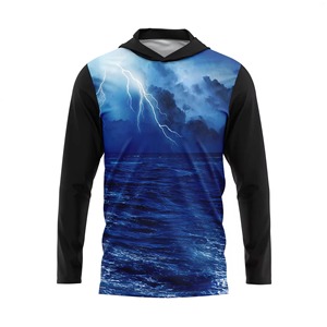 Chemise de pêche à manches longues pour homme UPF 50, séchage rapide, imprimé camouflage bleu, pull-over, vêtements d'extérieur - Product Image 6