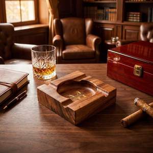 Eco-Friendly Handmade Classic American Style Wooden Customized Shape Tabletop <b>Ashtray</b> Cigar Ash Holder Decorative Smoking - Product Image 2
