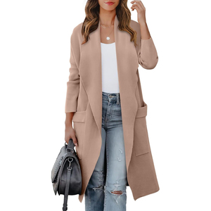 Custom <b>Women's</b> <b>Long</b> Cable Knit <b>Cardigan</b> Open Front Patch Pocket Duster Sweater OEM ODM Casual Winter Wear - Product Image 1