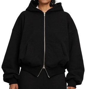 Heavy Duty High Street Casual Loose Fitting Hommes et Femmes 100% Pur Coton Zipper Hoodie pour Automne et Hiver Hoodies - Product Image 1