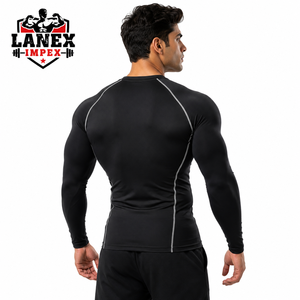<b>Men</b> Long Sleeve <b>Compression</b> <b>Shirt</b> Quick Dry Athletic Base Layer | Gym Workout Running Training Fitness Stretch Sports Top Black - Product Image 4