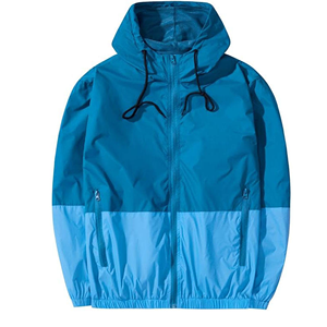 Veste coupe-vent à capuche pour homme, color-block, séchage rapide, polyester, printemps, décontractée, fermeture éclair, coupe classique - Product Image 1
