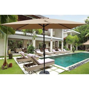 Ombrellone da Esterno Impermeabile 6x9 piedi con Manovella e Pulsante di Inclinazione per Giardino, Cortile, Piscina e Nuoto - Product Image 1
