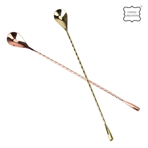 Agitador de cóctel de mango largo de acero inoxidable creativo Cuchara de hielo de metal y Muddler para mezclar bebidas - Product Image 3