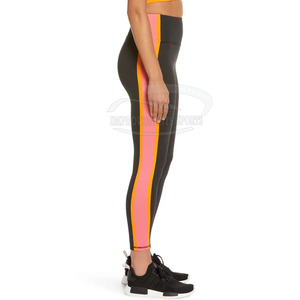 Leggings taille haute avec bas côtelé et tissu sculptant pour femme Spandex/Polyester Taille haute pour la course à pied - Product Image 3